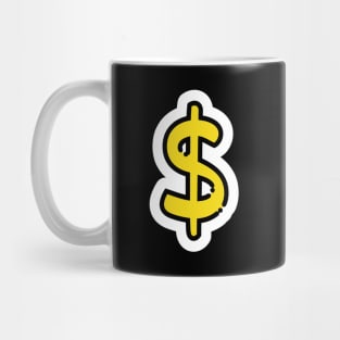 Dollar Sign // Line Art Sticker Mug